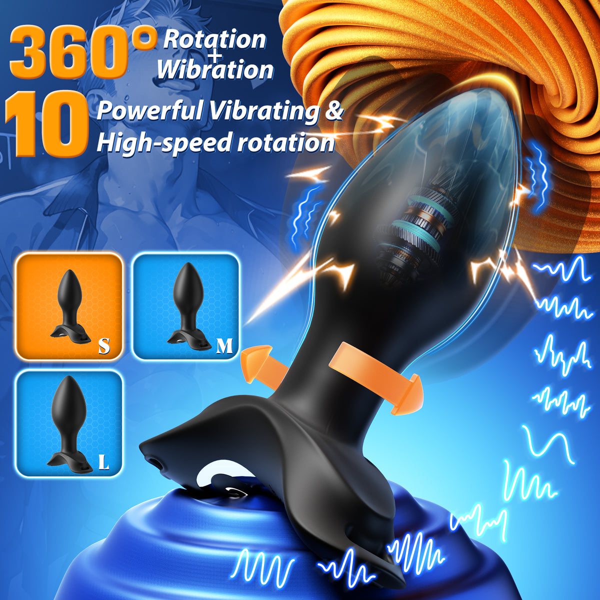Anal Plug Vibrating Butt Plug, 3PCS Butt Plug Set 360° Rotating Adult Sex Toy