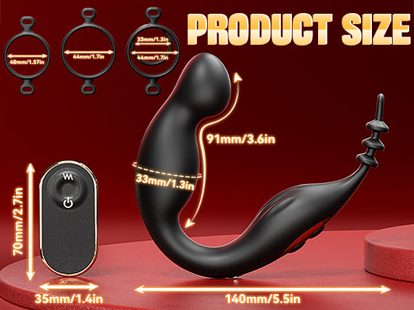 Prostate Massager Anal Vibrator with Removable Cock Rings