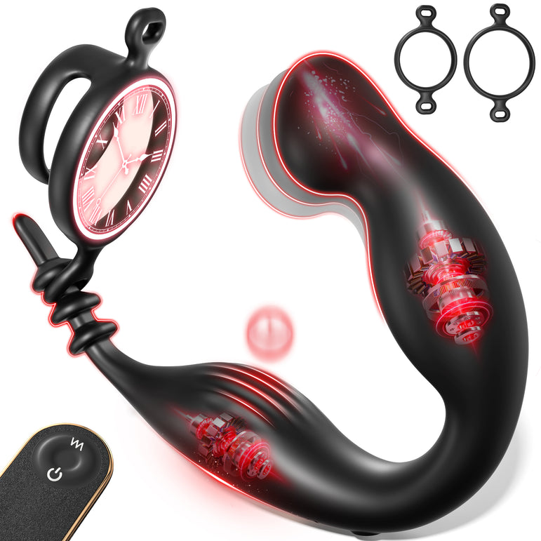 Prostate Massager Anal Vibrator with Removable Cock Rings