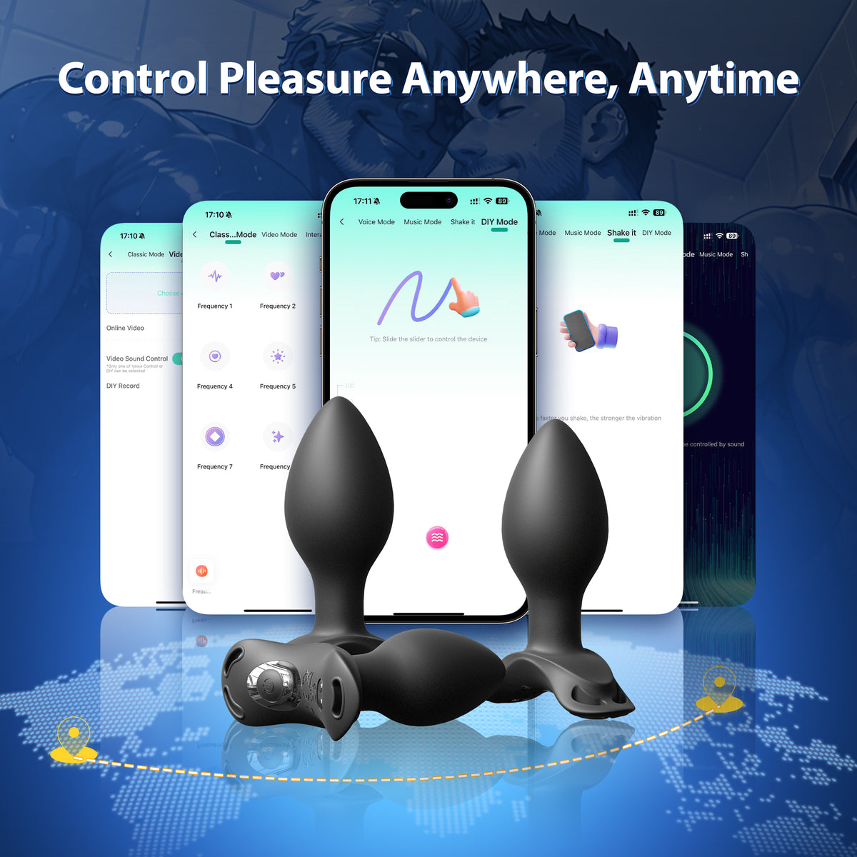Anal Plug Vibrating Butt Plug, 3PCS Butt Plug Set 360° Rotating Adult Sex Toy